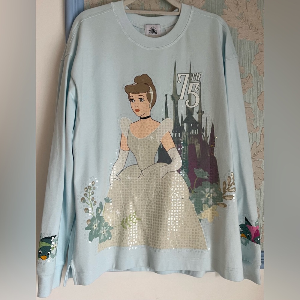 Disney Light Blue Cinderella 75th Anniversary Long Sleeve Tee